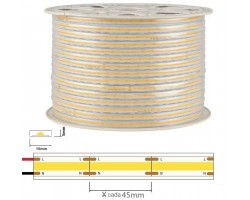 Tira LED 230V monocolor 15W/mt COB IP67 10x5mm corte cada 45mm, Bobina 50mts x 7,30€/m